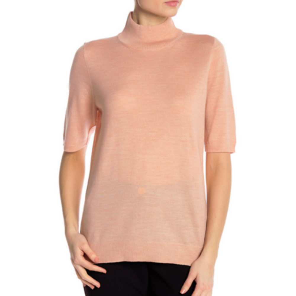 Eileen Fisher- petal mock turtleneck short sleeve merino wool- Extra Large